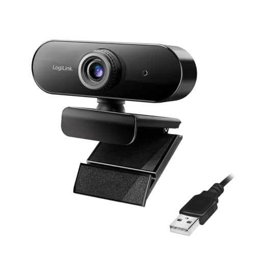 LogiLink UA0371 - Pro Full-HD-USB-Webcam mit Mikrofon für gestochen scharfe Videogespräche über Skype/Google Meet/FaceTime/FB Messenger/etc.
