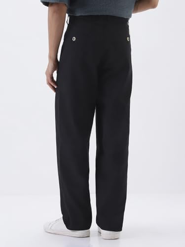 Image of Urbano Fashion Men's Loose Baggy Fit Solid Chino Trousers Non-Stretchable