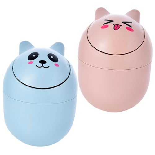 HOOTNEE 2pcs Mini Trash Can for Small Garbage Desk Garbage Can Countertop Recycling Bin Cute Decorative Office Supplies