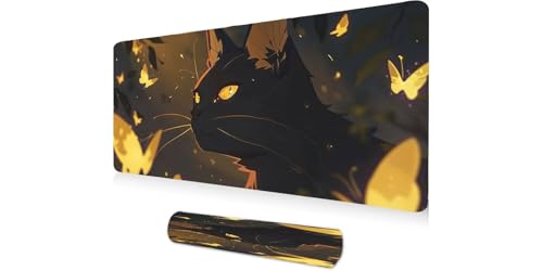 Tapis de souris géant papillon chat noir idée cadeau bureau