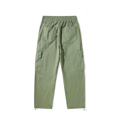 Image of Girls Cargo Pants Kids Pants Khaki Elastic Ankles Wide Leg Teen Streetwear Trendy Jogger Sweatpants