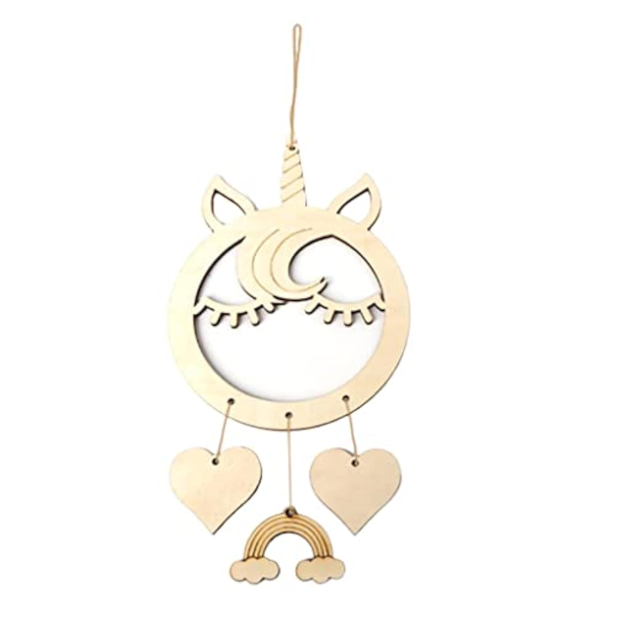 Wood Plaque MDF Dreamcatcher Mobile with Unicorn