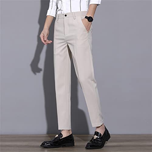 Men's Business Comfort Pant Casual Straight Fit Tapered Wedding Suit Pant Classic Lightweight Loose Fit Trousers 5