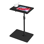 MAHANCRIS 360° Rotating End Table, Height-Adjustable Side Table, C-Shaped Side Furniture, Bedside Table, Snack Holder with Phone and Tablet Slot, for Living Room, Bedroom, Balcony, Black AETBK4501