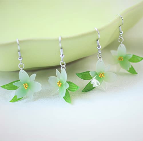 Genshin Impact Earrings Venti's Cecilia Flower Dangle Earrings Cosplay Accessories Collectable Gift For Genshin Gamer & Anime Fans, Simple White Flower Jewelry For Women Girls. #TOP5