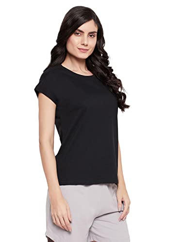 Image of Clovia Women's Cotton Chic Basic Short Sleeves Regular Fit Top