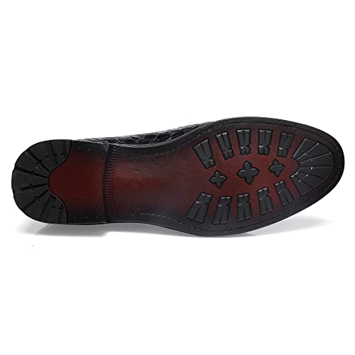 Image of Premium Dress Shoes for Men, Classic Alligator Printed Business Leather Dress Slip on Loafer Shoes for Mens