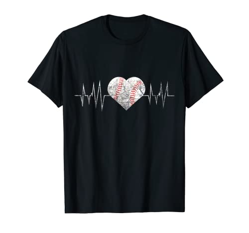 Camiseta de béisbol Heartbeat Pulse Shirt Baseball Player Gift T-Shirt Camiseta