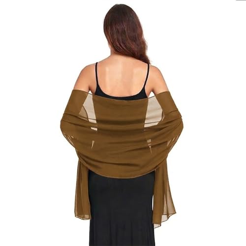 Van Der Rich ®   Estola de Gasa de Seda Bufanda Chal Ligero   Mujer (38 Marrón)