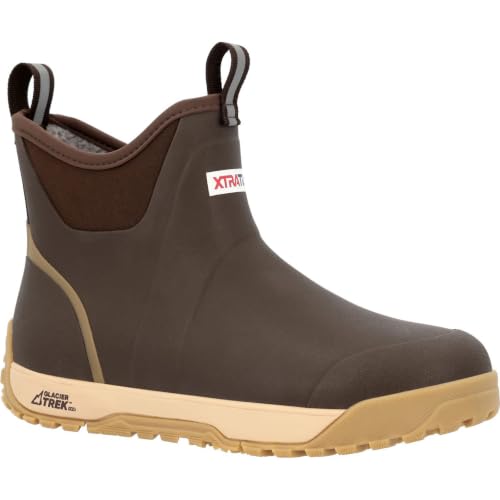 Image of XTRATUF 6 inch Men's Ice Fleece Lined Ankle Deck Boot - 100% Waterproof Rubber Footwear for Snow & Rain - Faux Shearling Lining - Slip-Resistant Outsole