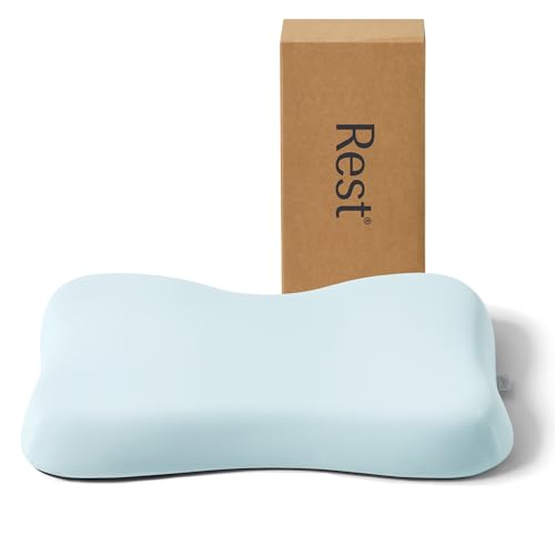 REST® Evercool® Cooling Pillow, Instant Cool-to-Touch Shell Fabric & Breathable Silicone Sponge Core for All-Night Temperature Regulation & Ergonomic Support, Medium Height, Light Blue