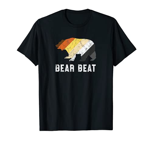 Gay Bear Beat Retro Pride Parade LGBTQ Subtle Pride Flag Camiseta