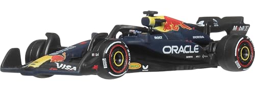 Hot Wheels Premium Oracle Red Bull Racing – Max Verstappen #1 Formula 1 - auto da corsa collezionabile in scala 1:64, telaio in metallo e pneumatici Real Riders, per fan e collezionist, JKD83