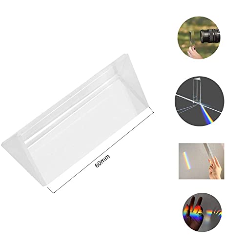 Plyisty K9 Fotografie Dreiecksprisma, 30 * 30 * 60 mm optisches Glas Teaching Triangular Prism Refraktor für Regenbogen-Lichtspektrum-Experimente usw.