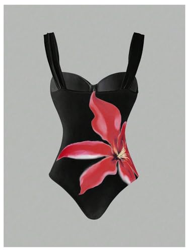 SweatyRocks Women's Floral Print One Piece Control Swimsuit Monokini with Cover Up Beach Skirts Swimwear4