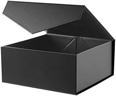 BLK&WH Gift Box 7.5x7.5x3 Inches, Gift Box with Lid, Black Gift Box, Groomsman Box, Collapsible Gift Box with Magnetic Lid (Matte Black)