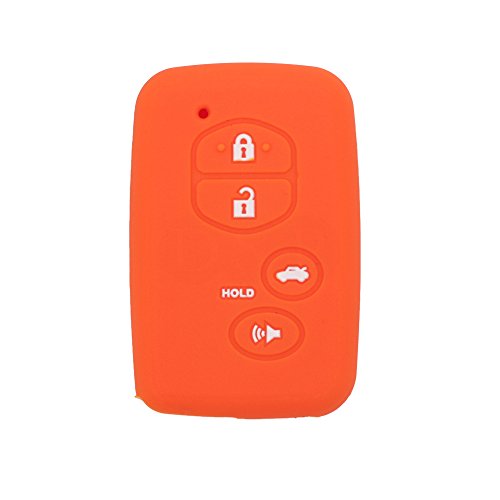 BROVACS Silicone Cover Protector Case Holder Skin Jacket Compatible with TOYOTA Avalon RAV4 Camry Venza Prius 4 Button Smart Remote Key Fob CV2405 Orange - Image 2
