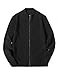 COOFANDY Mens Cardigan Sweater Full Zip Up Stand Collar Knitted Pullover Business Dress Vintage Striped Long Sleeve Sweaters Black S-3XL