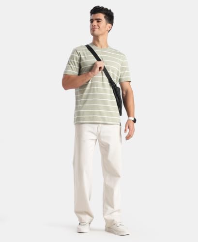 Image of Jockey 2715 Men's Super Combed Cotton Rich Striped Round Neck Half Sleeve T-Shirt