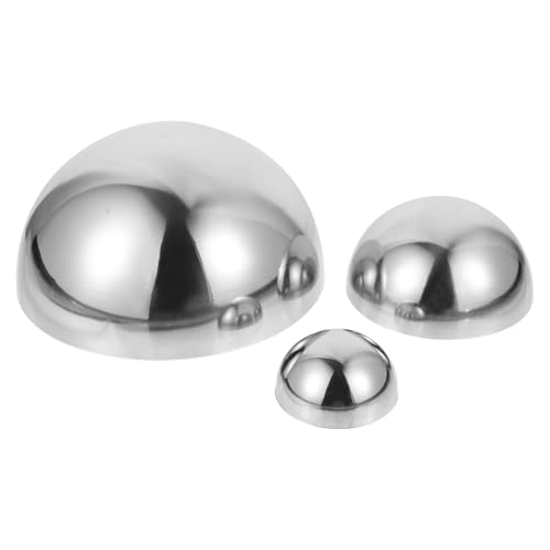 DEARMAMY Ensemble de Demi-Sphères Creuses en Acier Inoxydable Poli Miroir 3 Pièces pour Décoration Murale et Jardin