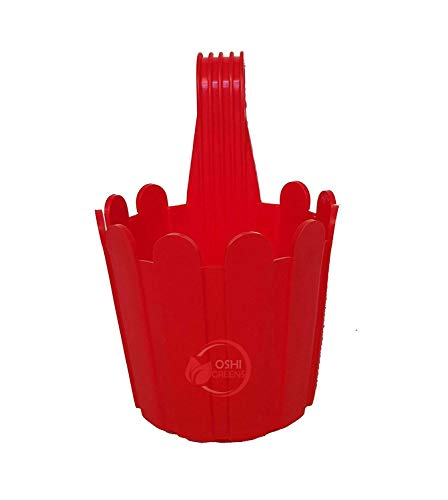 OSHIGREENS Fence Hanging Flower Pot Balcony Railing Planter Best Design Outdoor Gardening Plant Container Set - Multicolor