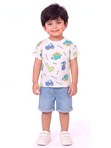 Image of Krishn Creations Kids Clothes for Boys | Cotton Printed Half Sleeve T-shirt and Shorts Baby Boy Dress | Casual Wear Kids Clothes