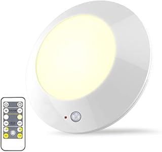 BIGMONAT Battery Operated Shower Light with Motion Sensor Wireless Ceiling Light RF Remote Controlled Through Walls|Brightness Dimmable and Timer Setting Indoor Lighting,Wireless Shower Light