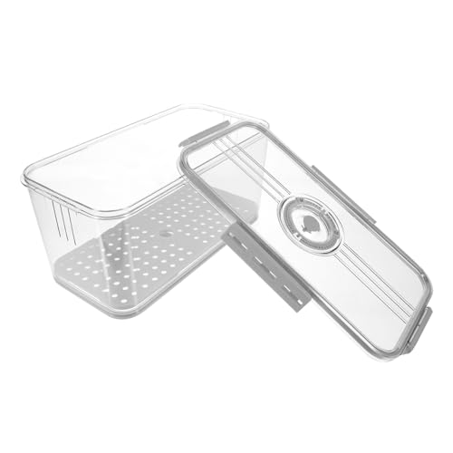 Zerodeko Caja de Almacenamiento de Alimentos para Refrigerador con Tapa con Bandeja de Drenaje Organizador Transparente Cocina y Despensa Gran Capacidad