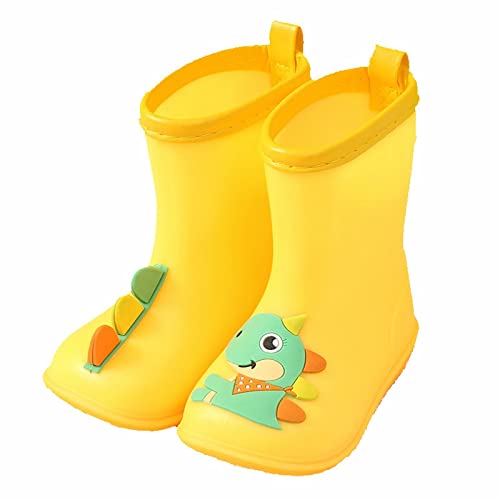 Kids Toddler Rain Boots for Girls Boys Dinosaur Cartoon Waterproof Rain Shoes Patterns Boot with Easy On Handles