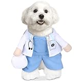 Halloween Dog Doctor Costume Funny Dog Lab Coat Pet Cat Clothes Outfits for Small Medium Puppy Kitten Chihuahua Yorkie Party Cosplay (Doctor, X-Large)