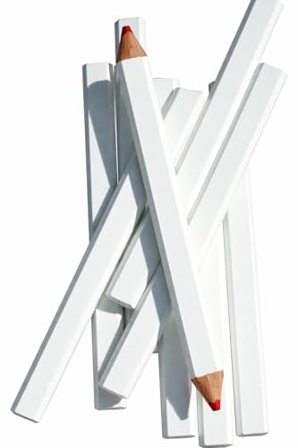 Bon Carpenter Pencils White Casing Medium Red Lead 7 in. Flat Thick Lead Professional Marking Pencils 72 Pack Boxed