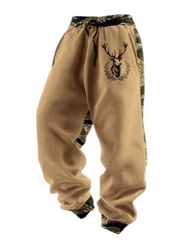 Men's Casual Vintage Camouflage Elk Pants Western Camo Hunting Clothes
