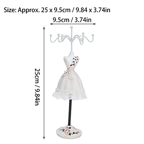 Necklace Stand Jewelry Organizer Display Stand Jewelry Holder Jewelry Stand Display Earrings Necklace Storage Polyresin Doll Holder with Rotatable Bracket Free Standing Necklace Holder Display(#1) - Image 4