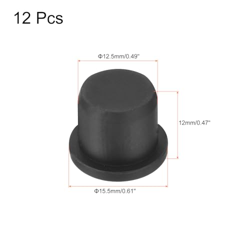 Image of uxcell High Temp Silicone Plug Mount Dia 12.5mm /0.49 inch t Shaped Rubber Stopper Hole Plugs for Powder Coating Plating Waterproof Plugs Sealing Plugs Black Pack of 12(OD 15.5mm)