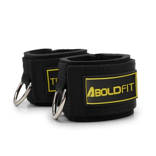 Image of Boldfit Ankle Straps For Gym With Metal D-rings Premium Unisex Ankle Strap For Cable Machine Exercise Padded Ankles Bands For Leg Extensions, Ankles Gym Accessories For Men Workout 1 Pair Pro Strap