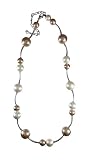  Orquidea Collar DE Perlas Blancas Y Marron Claro Plata Mallorca