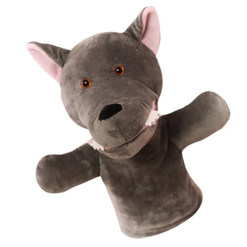 ノーブランド品 大灰狼ぬいぐるみハンドパペット 柔らかい動物手偶 お話し遊び用 知育 親子で楽しむインタラクティブな手人形