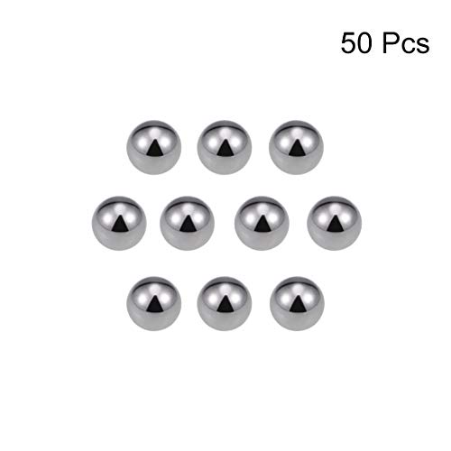 sourcing map 50 Stück 10mm Kugellager Stahlkugeln, Kohlenstoffstahl Präzisions Metallkugeln für Lager und Fahrräder