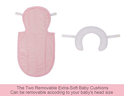 Image of COOLBEBE New 2-in-1 Babybody Pad for Baby Newborn Infants - Extra Soft Stroller Cushion Pads Car Seat Insert, Perfect for Carseats, Strollers, Swings, Pink