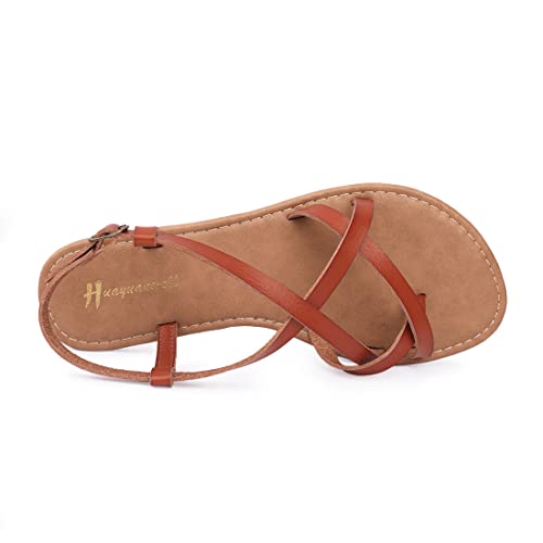 Image of Huayuanwell Women's Gladiator Flat Sandals Fisherman Strappy Sandals Ankle Strap Sandals