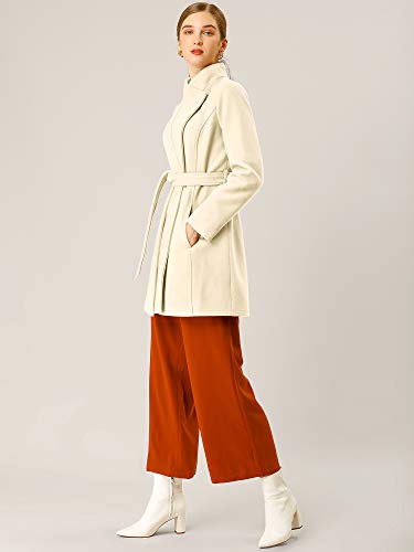 Image of Allegra K Women's Winter Elegant Stand Collar Overcoat Long Belted Pea Coat