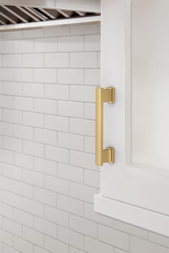 Image of Amerock 25 Pack 3-3 /4 inch Triomphe Champagne Bronze Drawer Pull | 3-3 /4 inch (96mm) Center-to-Center Mounting Distance and 4-13 /16 inches Overall Length, Durable Zinc Cabinet Hardware