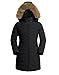 Pioneer Camp Wintermantel Damen Lang Warm Steppmantel Wasserdicht Winterjacke Mantel Damen Winter mit Abnehmbarer Kunstpelzkragen Schwarz L