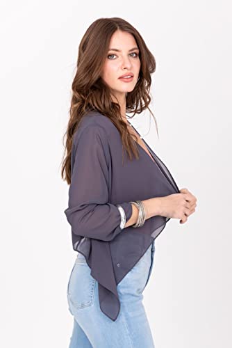 likemary Bolero Jackets for Evening Dresses - Bolero Shrugs for Dresses - Bolero Shrug for Women - Sheer Chiffon Bolero - (Grey US 6)