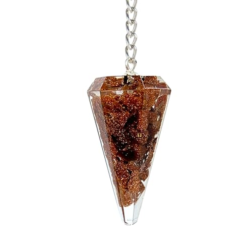 レッドゴールドストーン振り子 ? オルゴンクリスタル振り子 ? 占い、瞑想、チャクラヒーリングのためのダウジング振り子 ? 天然宝石振り子