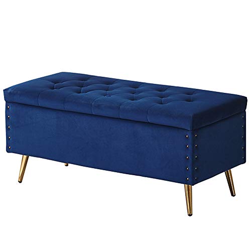 SXZenSpace Taburete Rectangular Plegable de Terciopelo con Almacenamiento, Apto para Uso doméstico, tapizado en Terciopelo, con Patas Antideslizantes, soporta hasta 150 kg, 80 x 45 x 45 cm (C