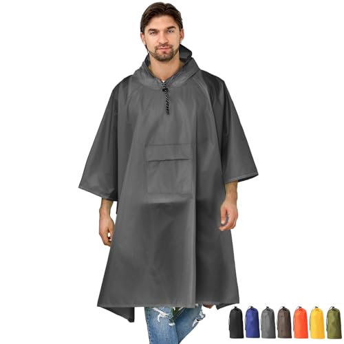 Rain poncho Adults Men Waterproof with Hood Lightweight Rain Jacket Women Rain Coats 3in1 Foldable Camping Essentials