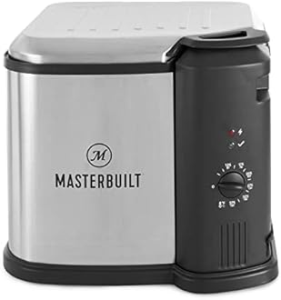 Masterbuilt MB20010118 8 Liter Electric 3-in-1 Deep Fryer Boiler Steamer Cooker with Basket for Turkey, Seafood, & More, Silve