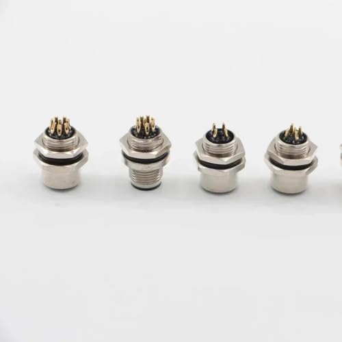 Conector de panel M12 hembra con brida frontal trasera y acoplamiento de rosca 7