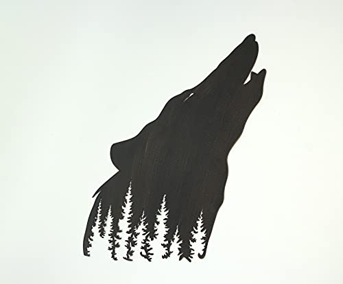 Black Wolf Cutout Metal Silhouette Wall Art Hanging Forest Room Decor Lodge Decoration 17 Inches High #TOP1